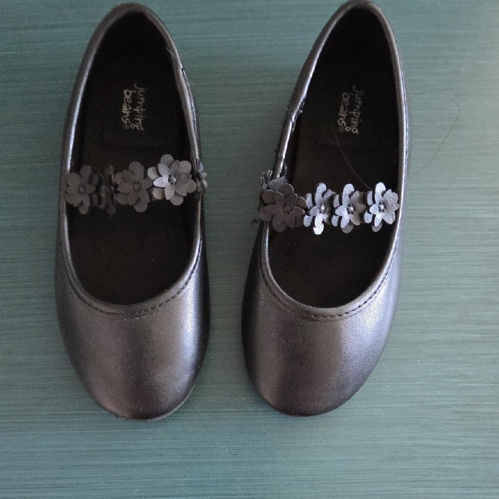 jumping beans Black Floral Strap Girls Mary Jane Flats